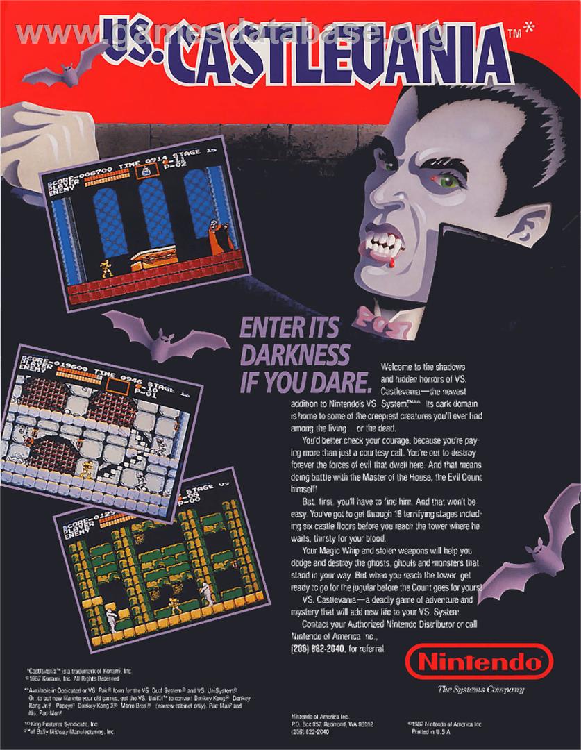 Vs. Castlevania - Nintendo Arcade Systems - Artwork - Advert