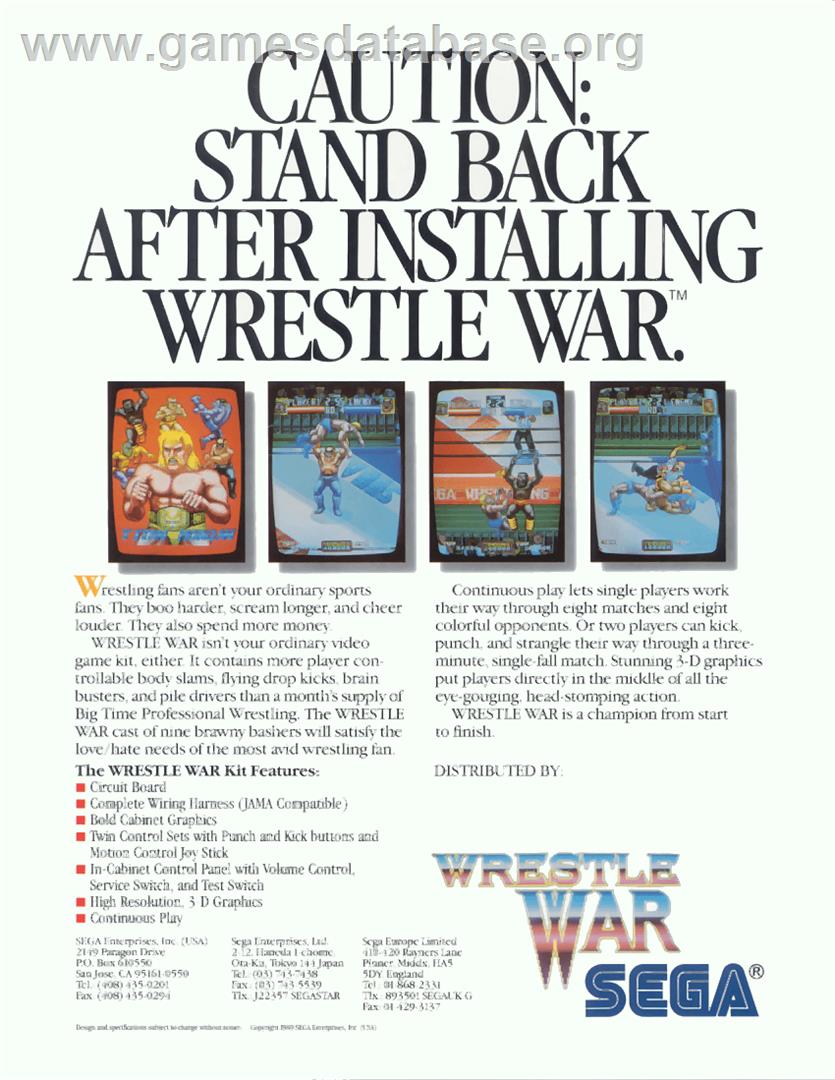 Wrestle War - Sega Genesis - Artwork - Advert