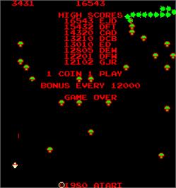 Game Over Screen for Centipede.