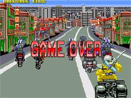 Game Over Screen for Cycle Warriors.