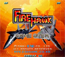 Game Over Screen for Fire Hawk.