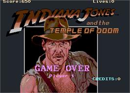Game Over Screen for Indiana Jones and the Temple of Doom.