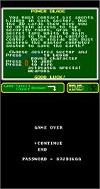 Game Over Screen for Power Blade.