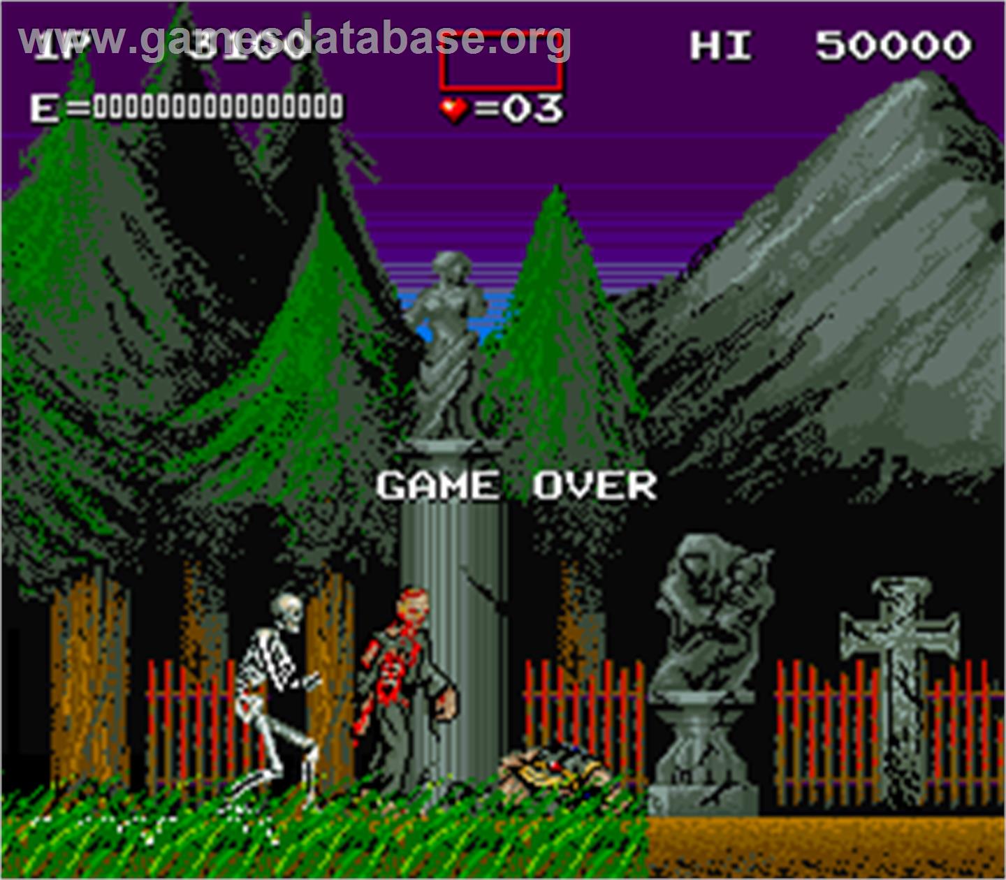 Akuma-Jou Dracula - Arcade - Artwork - Game Over Screen