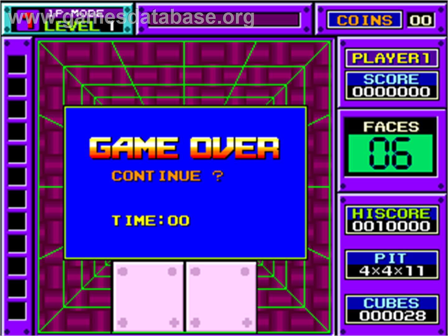 Block Out - Arcade - Artwork - Game Over Screen