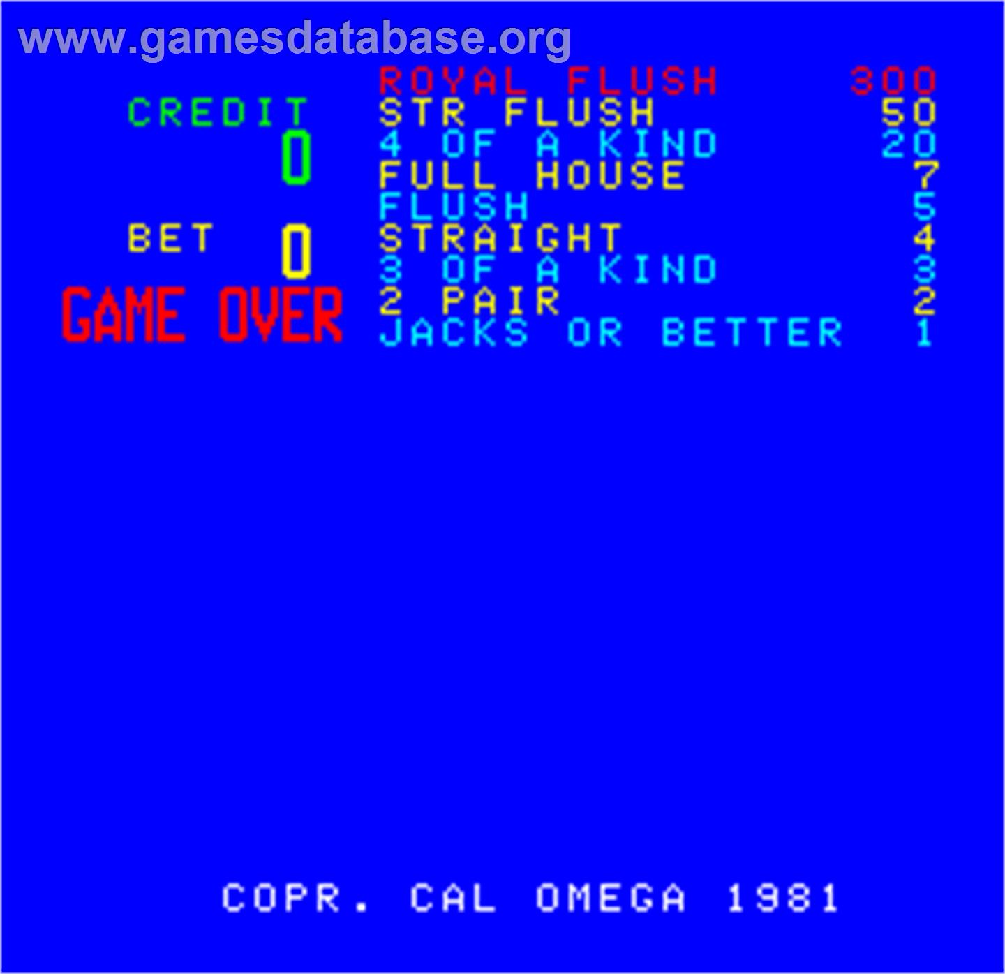 Cal Omega - Game 17.51 - Arcade - Artwork - Game Over Screen