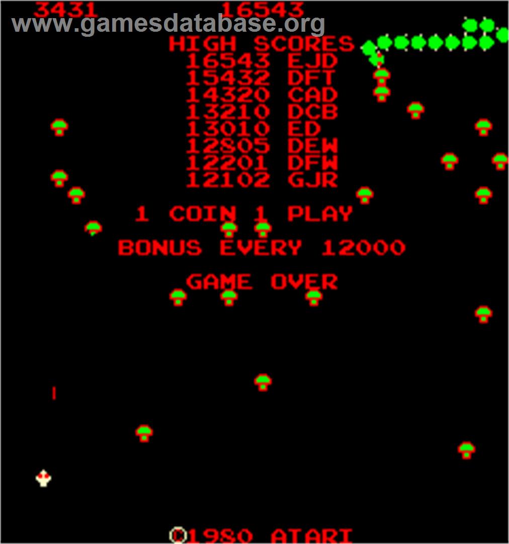 Centipede Dux - Arcade - Artwork - Game Over Screen