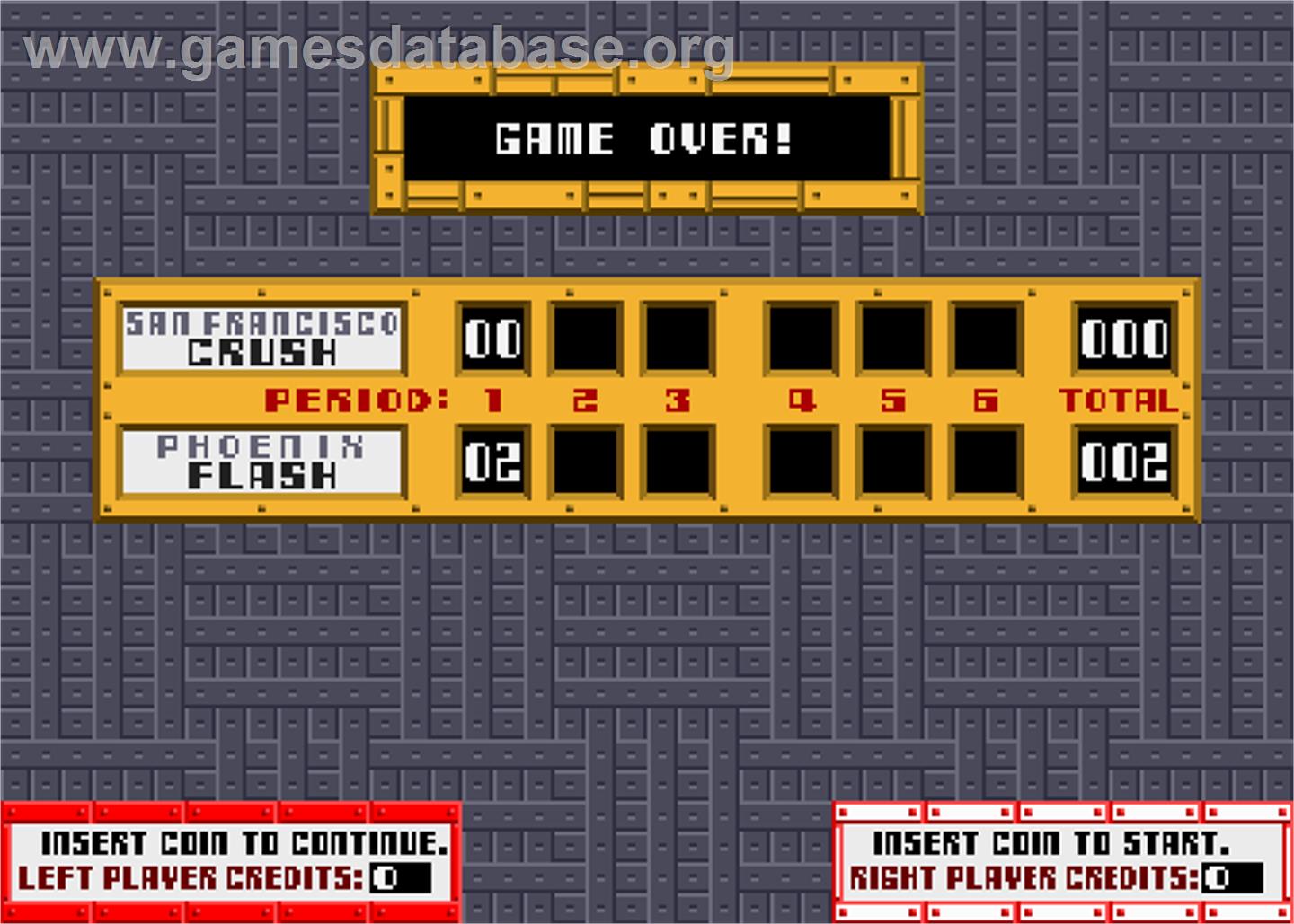 Cyberball 2072 - Arcade - Artwork - Game Over Screen