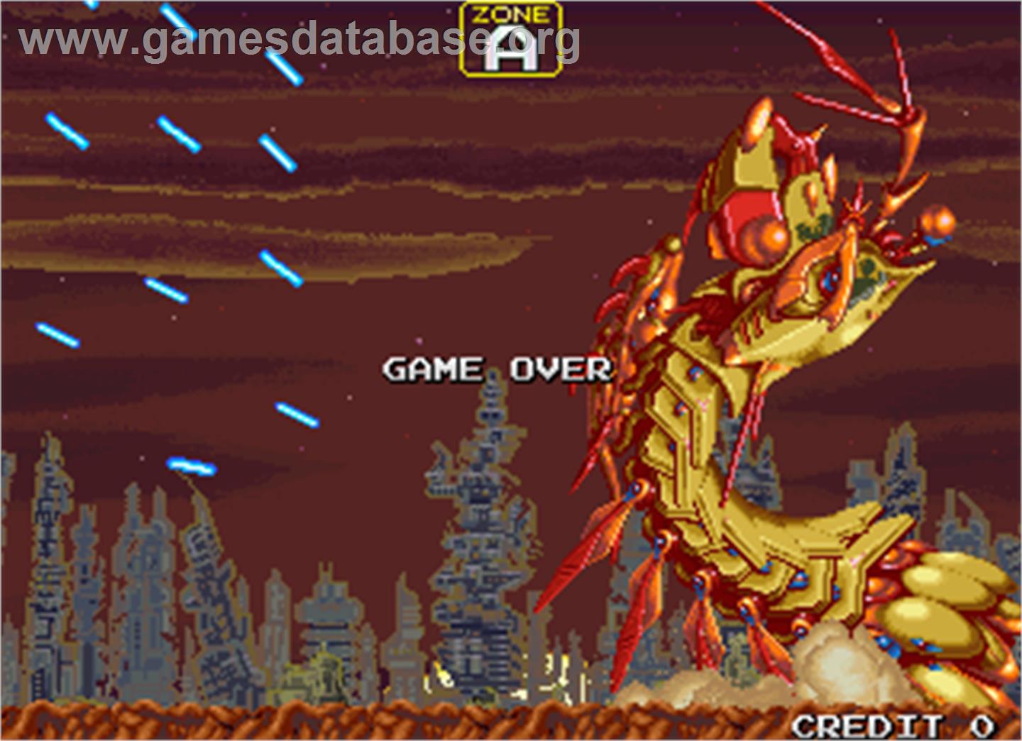 Darius Gaiden - Silver Hawk Extra Version - Arcade - Artwork - Game Over Screen