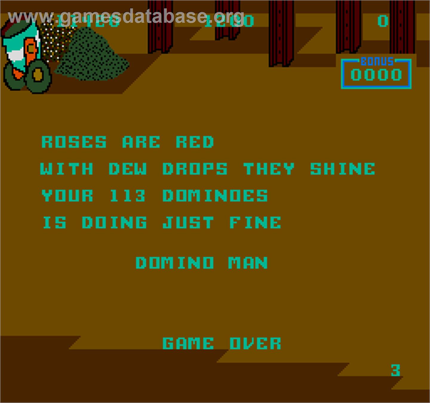 Domino Man - Arcade - Artwork - Game Over Screen