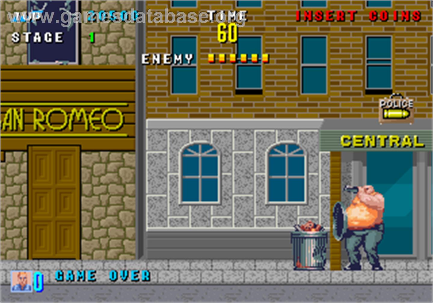 E-Swat - Cyber Police - Arcade - Artwork - Game Over Screen