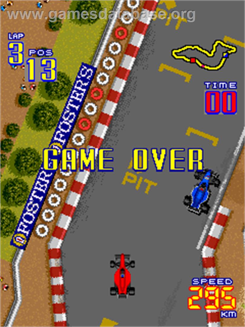 F-1 Grand Prix - Arcade - Artwork - Game Over Screen
