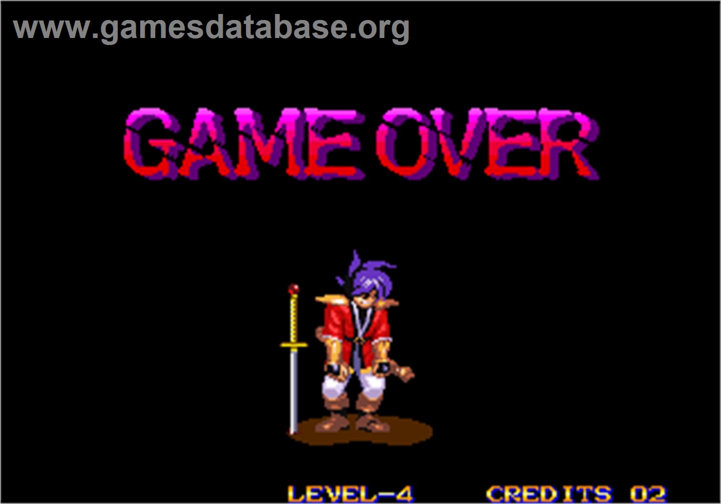 Far East of Eden - Kabuki Klash / Tengai Makyou - Shin Den - Arcade - Artwork - Game Over Screen