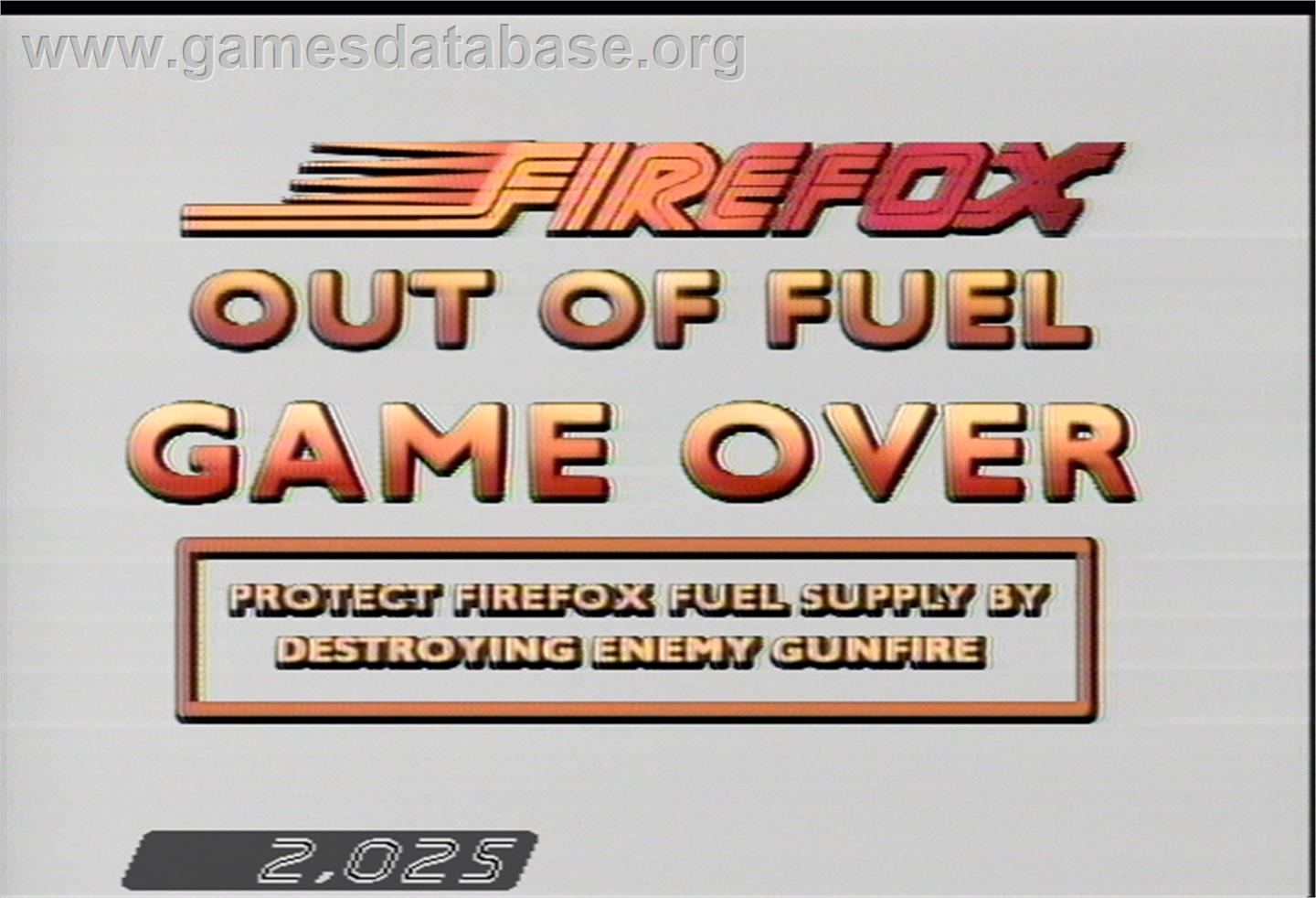 Fire Fox - Arcade - Artwork - Game Over Screen