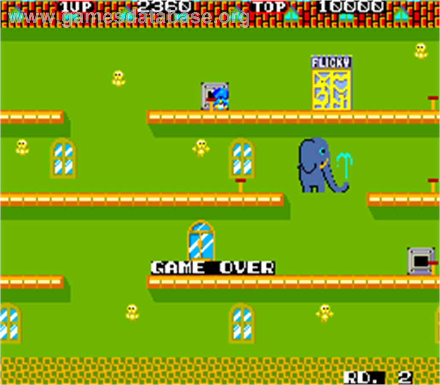 Flicky - Arcade - Artwork - Game Over Screen