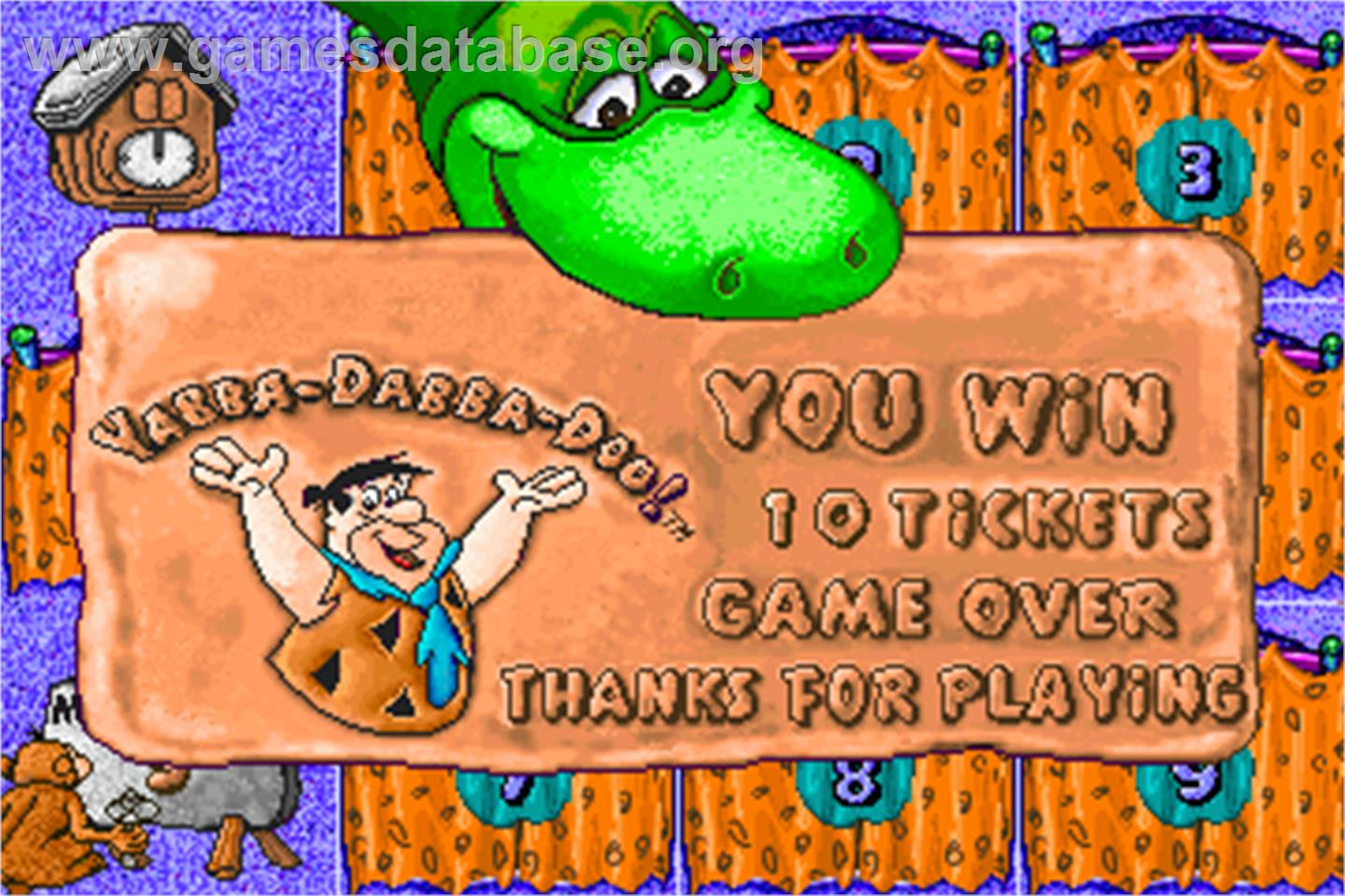 Fred Flintstones' Memory Match - Arcade - Artwork - Game Over Screen