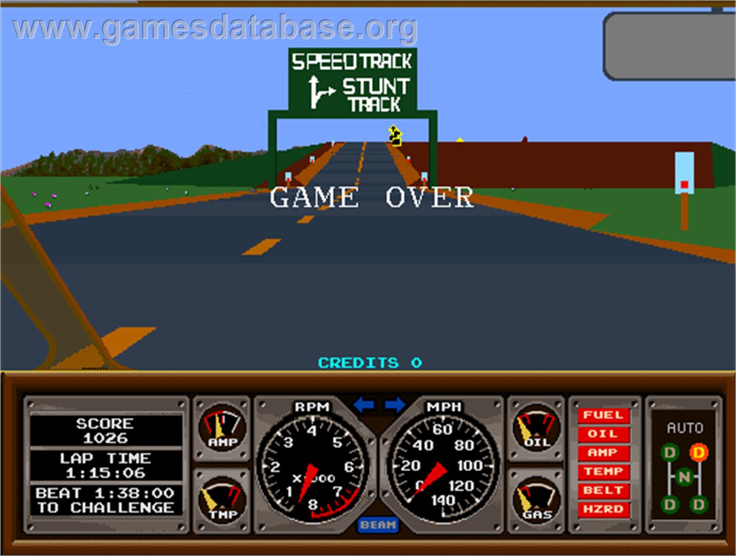Hard Drivin' - Arcade - Artwork - Game Over Screen