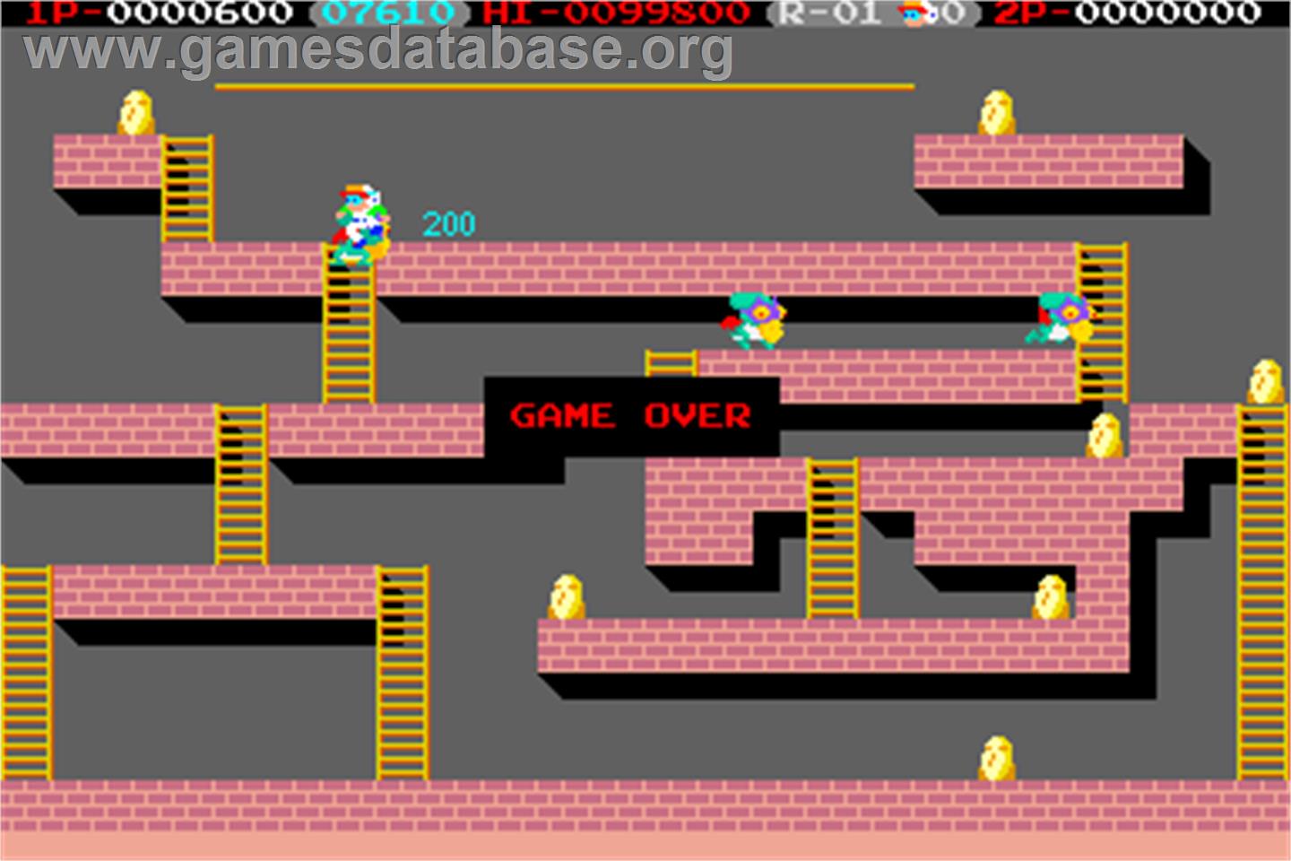 Lode Runner III - The Golden Labyrinth - Arcade - Artwork - Game Over Screen