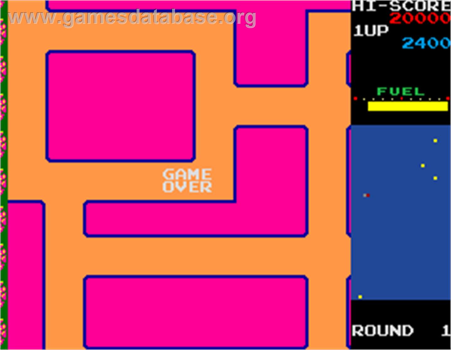 New Rally X - Arcade - Artwork - Game Over Screen