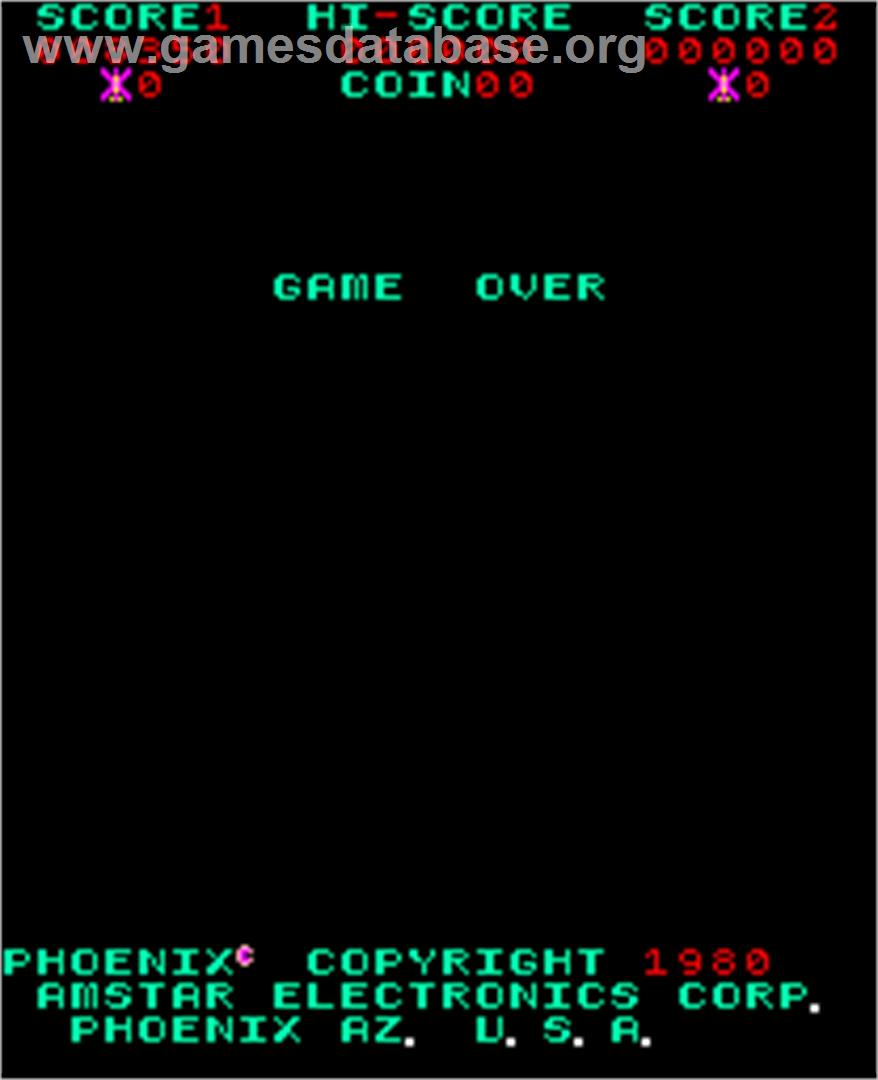 Phoenix - Arcade - Artwork - Game Over Screen