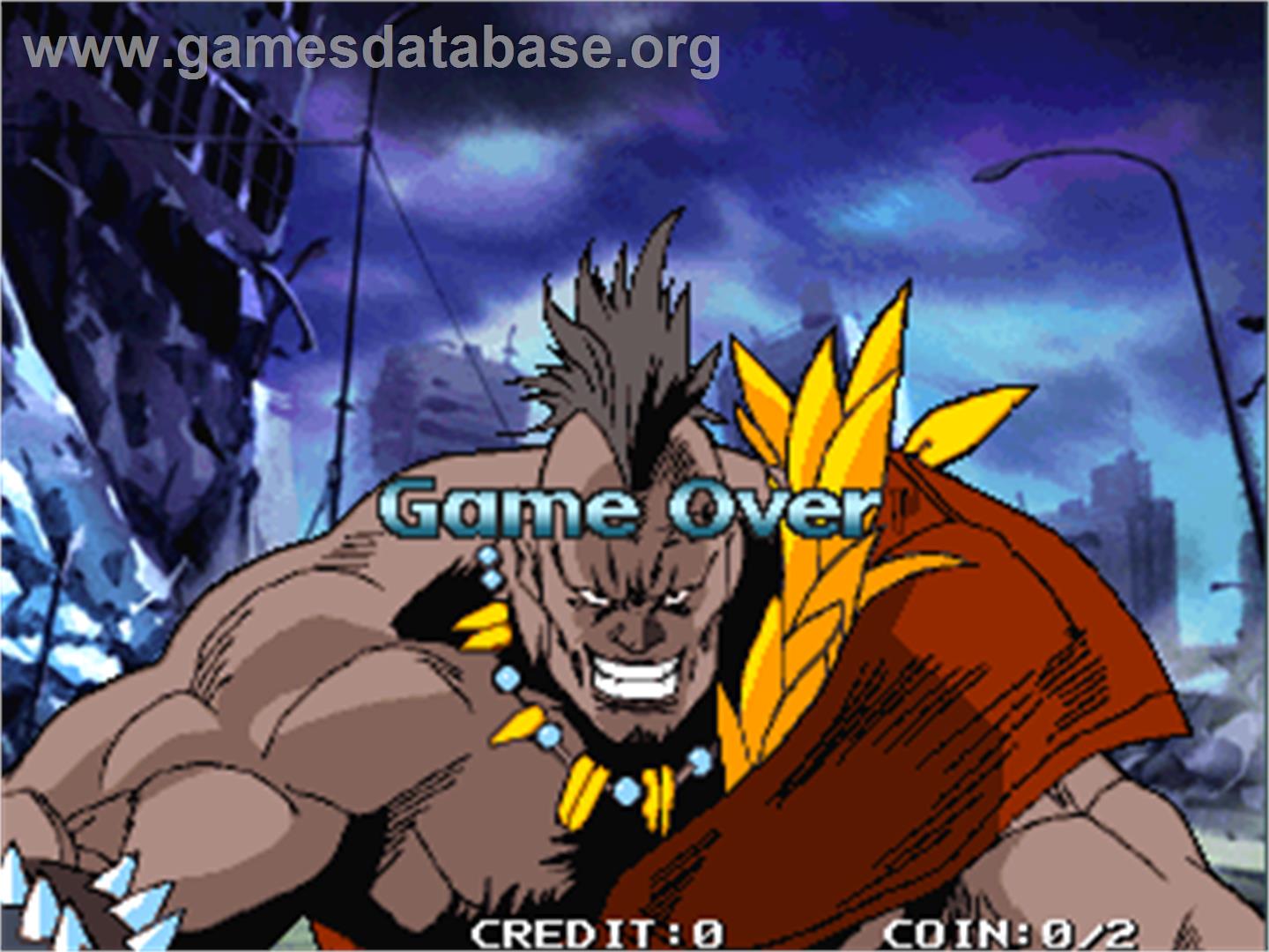 Punch Mania: Hokuto No Ken - Arcade - Artwork - Game Over Screen