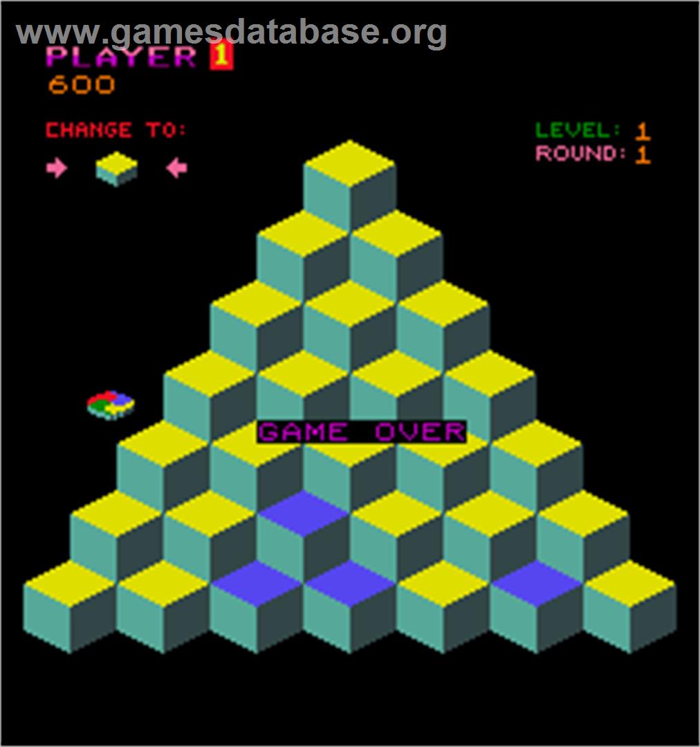 Q*bert Board Input Test Rom - Arcade - Artwork - Game Over Screen