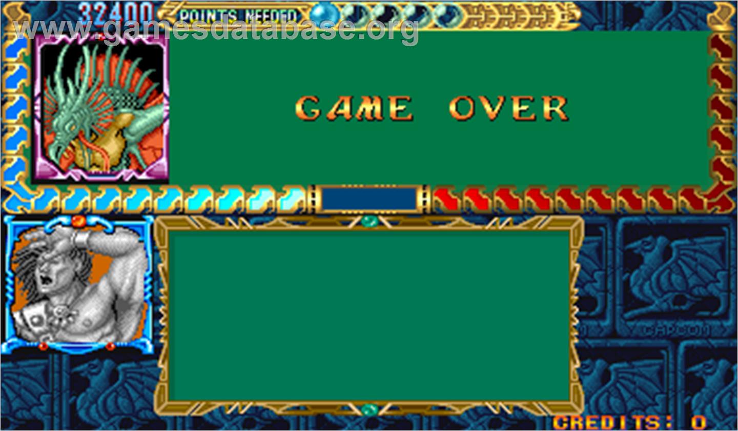 Quiz & Dragons: Capcom Quiz Game - Arcade - Artwork - Game Over Screen