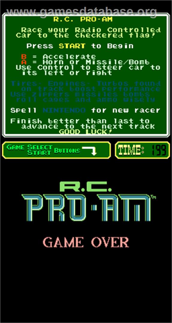 R.C. Pro-Am - Arcade - Artwork - Game Over Screen