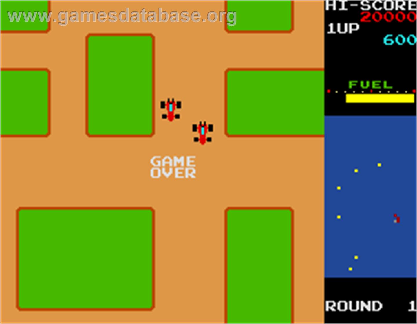 Rally X - Arcade - Artwork - Game Over Screen