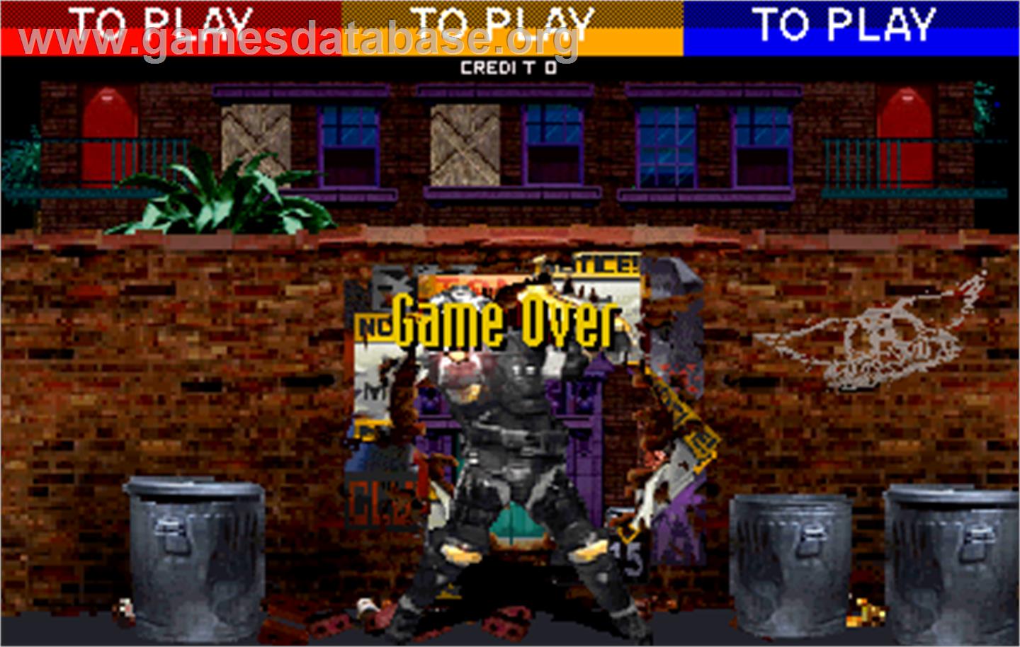 Revolution X - Arcade - Artwork - Game Over Screen