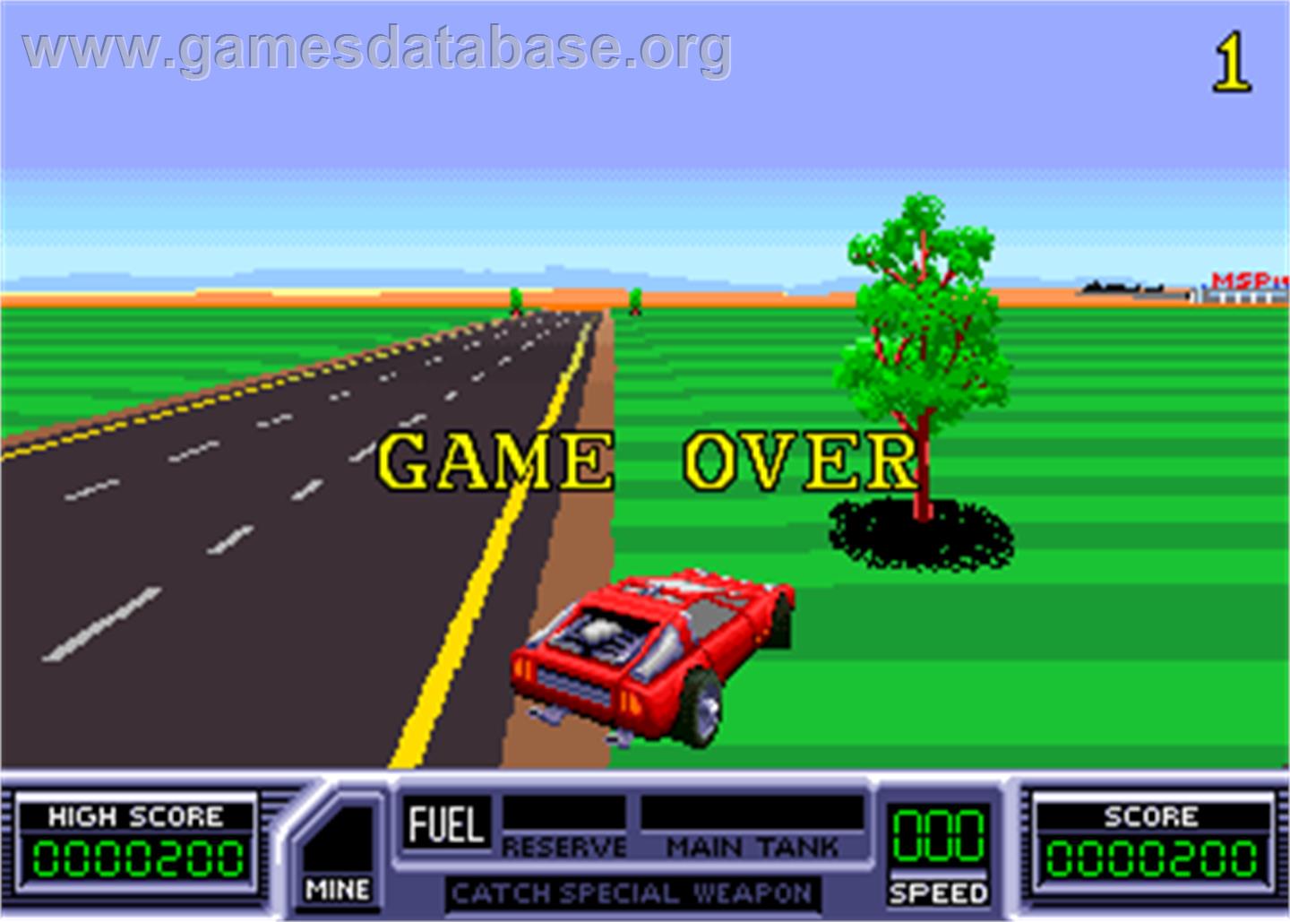Road Blasters - Arcade - Artwork - Game Over Screen