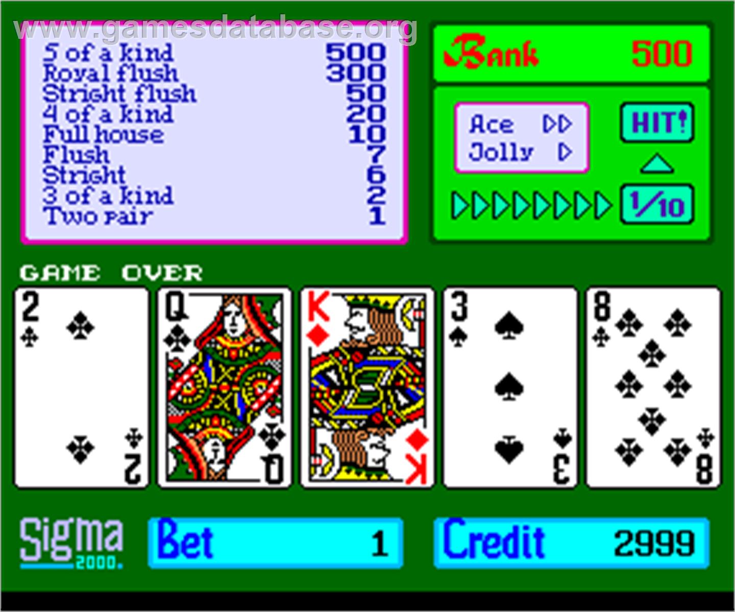 Sigma Poker 2000 - Arcade - Artwork - Game Over Screen