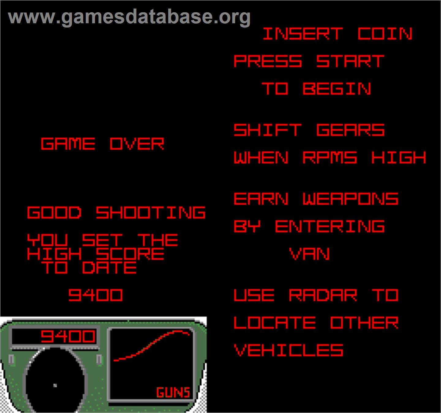 Spy Hunter 2 - Arcade - Artwork - Game Over Screen