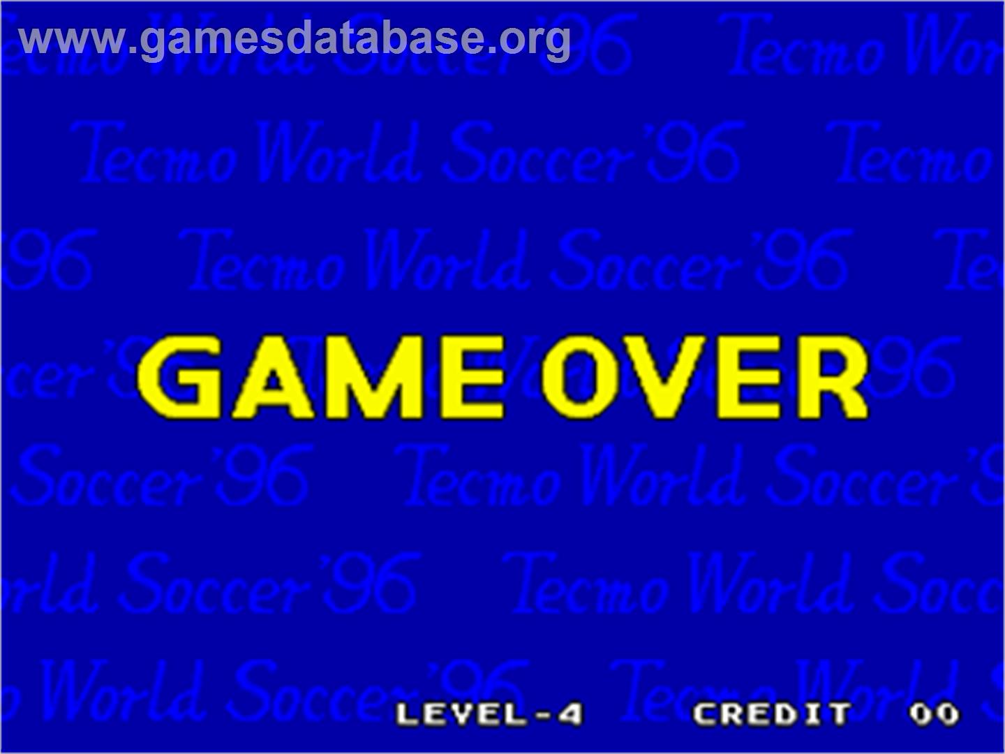 Tecmo World Soccer '96 - Arcade - Artwork - Game Over Screen