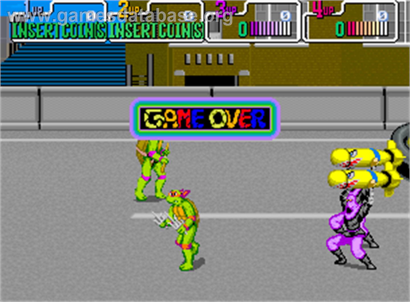 Teenage Mutant Hero Turtles - Arcade - Artwork - Game Over Screen