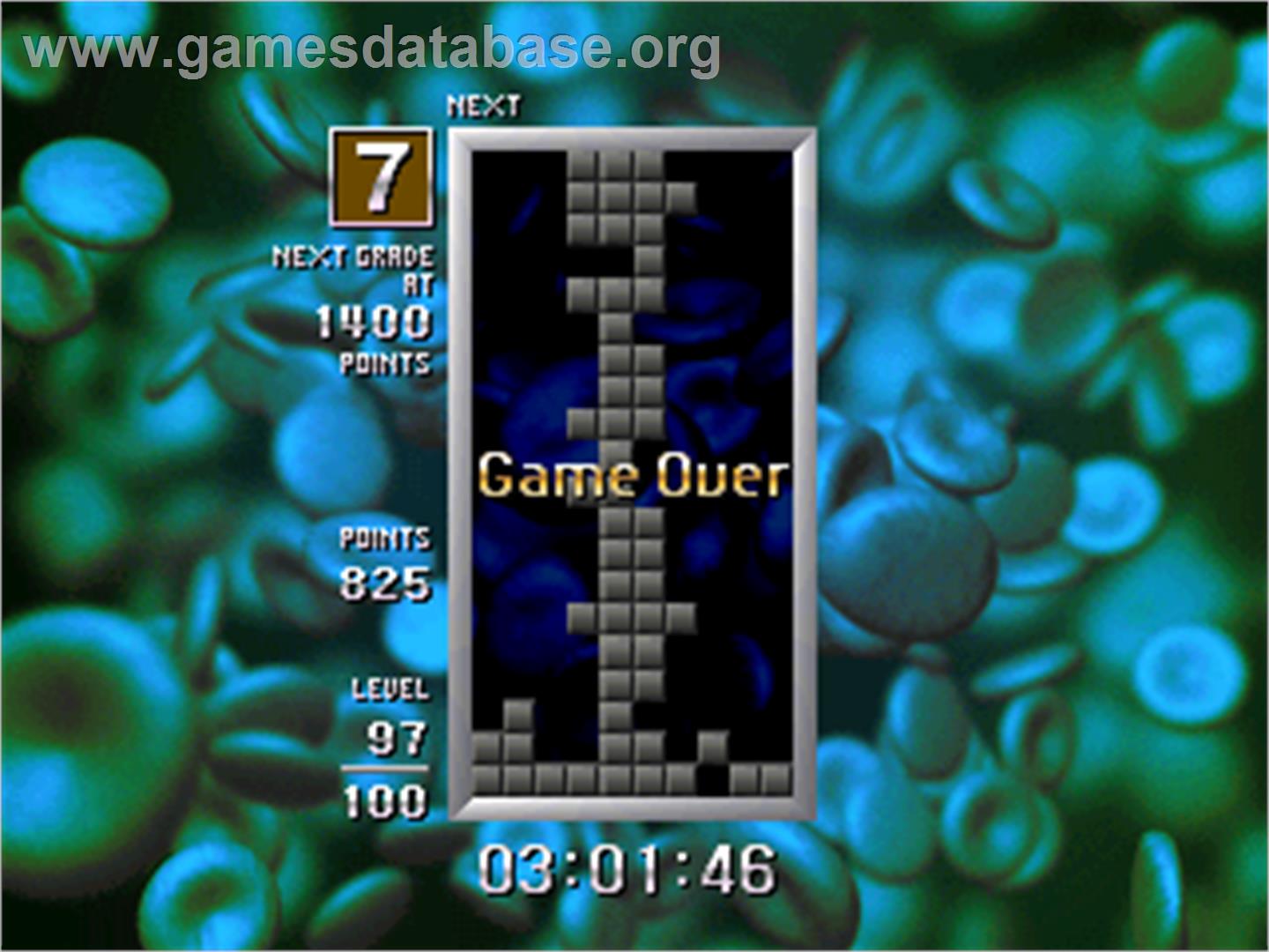 Tetris The Grand Master - Arcade - Artwork - Game Over Screen