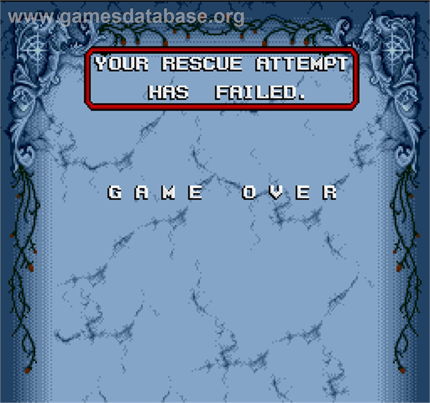 The Addams Family - Arcade - Artwork - Game Over Screen