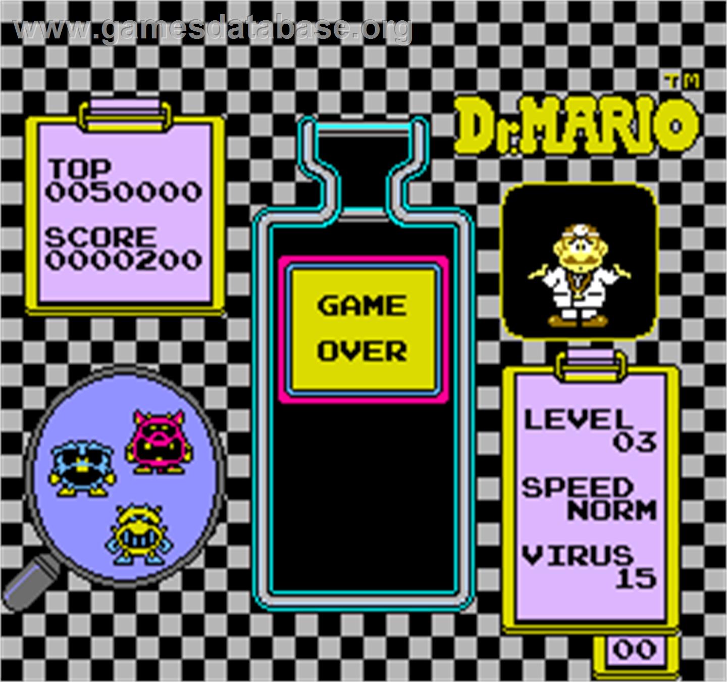 Vs. Dr. Mario - Arcade - Artwork - Game Over Screen