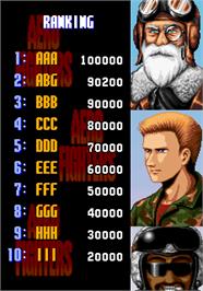 High Score Screen for Aero Fighters.