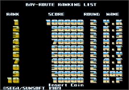 High Score Screen for Bay Route.
