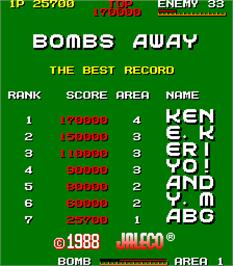 High Score Screen for Bombs Away.