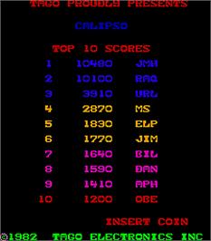 High Score Screen for Calipso.
