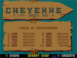 High Score Screen for Cheyenne.