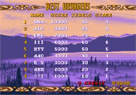 High Score Screen for Columns II: The Voyage Through Time.