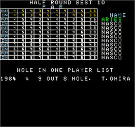 High Score Screen for Crowns Golf.