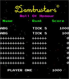 High Score Screen for Dambusters.