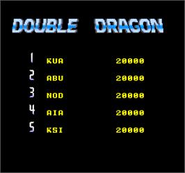 High Score Screen for Double Dragon II - The Revenge.