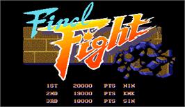 High Score Screen for Final Fight.