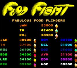 High Score Screen for Food Fight.