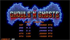 High Score Screen for Ghouls'n Ghosts.